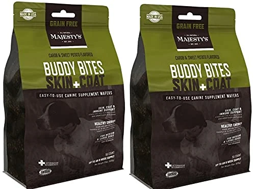 Majesty's Grain-Free Buddy Bites Skin And Coat Wafers (Carob And Sweet Potato, 2 Pack Medium/Large Dog(112 Count Total)) 3 Majesty's Grain-Free Buddy Bites Skin And Coat Wafers (Carob And Sweet Potato, 2 Pack Medium/Large Dog(112 Count Total))