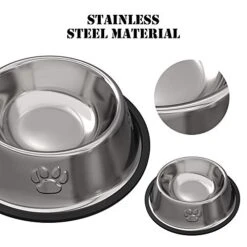 Rapsrk 4PCS Stainless Steel Dog Bowls, Puppy Cat Feeding Bowls, 8 Oz Pet Bowl With Removable Rubber Base Cat Dog Bowl, Mini And Small Pet Feeder Bowls And Water Bowls -Zoo Shop 41J0BvMteZL