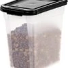IRIS USA 10 Lbs / 12.75 Qt WeatherPro Airtight Pet Food Storage Container, For Dog Cat Bird And Other Pet Food Storage Bin, Keep Pests Out, Keep Fresh, Translucent Body, BPA Free, Clear/Black