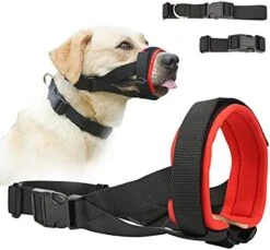 Barkless Dog Muzzle, Soft Padded Comfy Muzzle For Biting And Chewing, Adjustable Muzzle For Small, Medium, Large Dogs Corgi Labrador, Allows Drinking And Panting -Zoo Shop 41JPsT4agL. AC