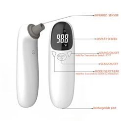 Pet Thermometer For Dog Cat Rechargeable Infrared Pet Ear Thermometer 1 Second Reading Fast And Accurate Temperature Detection, ℉/℃ Switchable
