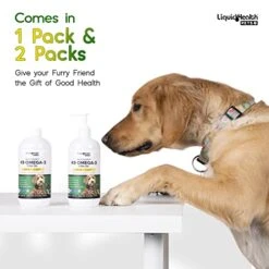 Liquid Health Pets K9 Omega 3 Fish Oil For Dogs - Liquid Omega 3 For Dogs With EPA + DPA + DHA, Dog Shedding Suplement May Reduce Itching And Support Joint, Immunity, Brain & Heart Health (16 Oz) -Zoo Shop 41KTkML71WL