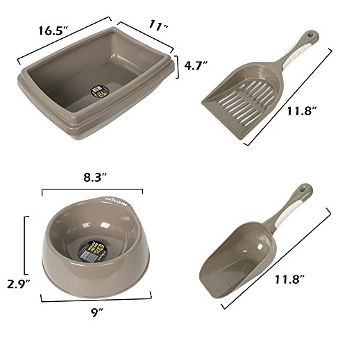 Lucky Tree 3 Color Cat Litter Pan Litter Box Plastic Cat Food Bowl With Scoop Shovel, 4Pcs Pet Supplies Set For Cats 9 Lucky Tree 3 Color Cat Litter Pan Litter Box Plastic Cat Food Bowl With Scoop Shovel, 4Pcs Pet Supplies Set For Cats - Image 7