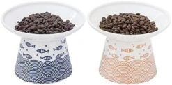 6.25 Inch Extra Wide Ceramic Raised Cat Food Bowls, Elevated Porcelain Cat Feeding Dish, Heavy Pet Feeder Bowl For Elder Big Cats,Small Dogs, Anti Vomiting, Protect Pet's Spine, 2 Pack(Blue&Orange) -Zoo Shop 41KangA4bcL. AC