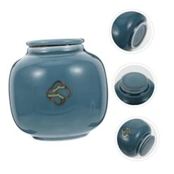 HOMSFOU 5 Pcs Urn Tea Decoration Storage Containers Small Storage Container Round Container With Lid Small Ceramics Urn Pet Memorial Pet Cremation Urns Ceramics Blue Cat Ash Urn Mini -Zoo Shop 41Kcu1twrCL