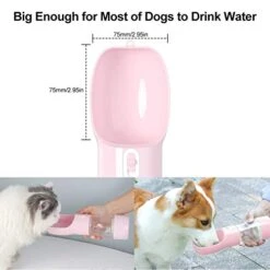Misthis Portable Dog Water Bottle - Multifunctional Outdoor Pet Dispenser For Walking Traveling Hiking Dog&Cat Drinking Bottle And Dish Bowl -Pink -Zoo Shop 41KoueMsjvL
