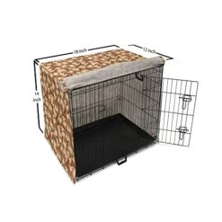 Ambesonne Mushroom Dog Crate Cover, Organic Food Porcini Mushroom With Vintage Grunge Display Harvest Farmland, Easy To Use Pet Kennel Cover For Small Dogs Puppies Kittens, 18 Inch, Cocoa Brown Beige -Zoo Shop 41L2VGcZU4L