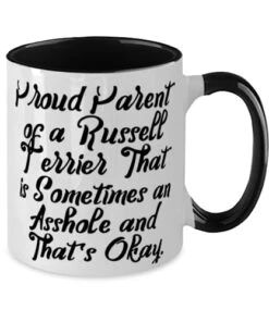 GENERIC Sarcastic Russell Terrier Dog Gifts, Proud Parent Of A Russell Terrier That, Cute Two Tone 11oz Mug For Dog Lovers From Friends, Dog Toys, Dog Beds, Dog Food, Dog Bowls, Dog Collars, Dog Leashes