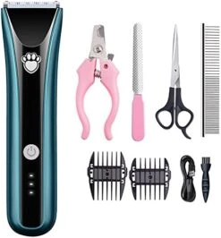 Pet Clippers Low Noise Rechargeable Cordless Electric Quiet Body Wash Grade 7 Waterproof Hair Clippers Set Pet Supplies For Cats Home (Blue, One Size) -Zoo Shop 41LCl2yjEzL. AC