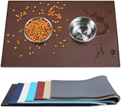 Vivaglory Pet Food Mat Silicone Dog Cat Bowl Mat Non-Stick Food Pad Waterproof Grade Pet Feeding Mat, Grey 19" L X 12" W -Zoo Shop 41LFdcNKDwL. AC