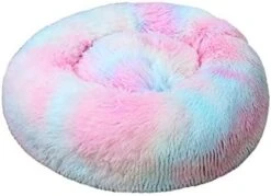 YangYan Round Washable Long Plush Dog Kennel New Super Soft Dog Mat Dog Basket Pet Bed Cat House Velvet Mats Sofa For Dog (Color : Sky Blue, Size : 40cm) -Zoo Shop 41LiQcxGJbL. AC