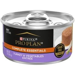 Purina Pro Plan Grain Free Pate Wet Cat Food, COMPLETE ESSENTIALS Turkey & Vegetables Entree - (24) 3 Oz. Pull-Top Cans