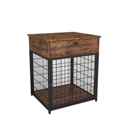 Furniture Dog Crates For Small Dogs, Particle Board Dog Kennel Dog Crate End Table, Nightstand Design Dog Cage With 1 Drawer & Storage Space (Brown) -Zoo Shop 41MBXcPreNL