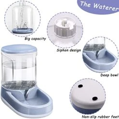 Lucky-M Pets Automatic Feeder And Waterer Set,Dogs Cats Food Feeder 3.8L,2 In 1 Water Dispensers For Small Medium Big Pets (B-Gray) -Zoo Shop 41MCKFtHN6L