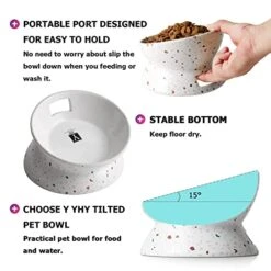 Y YHY Elevated Cat Bowls Anti-Vomiting, Tilted Raised Cat Bowl, Ceramic Cat Bowls For Flat Faced Cats, Small Dogs, Protect Pets Spine, Dishwasher And Microwave Safe -Zoo Shop 41MHmX7SLsL