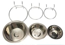 Yosoo Stainless Steel Hanging Pet Cage Bowl Diner Pet Bowl Bird Cat Dog Food Water Bowl With Hanger (Size L) -Zoo Shop 41MNMVuI9mL