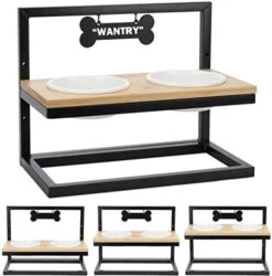 Elevated Dog Bowls Adjustable To 3 Heights With Marker, Antirust Stainless Steel Frame Raise Pet Feeder For Dog, Update Break-Resistant/Safe Melamine Food And Water Bowls, Black - Patented -Zoo Shop 41MSvLSBZFL. AC