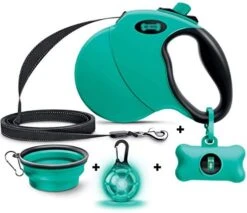 Ruff 'N Ruffus 360° Tangle-Free 16 Ft Retractable Dog Leash + Free Travel Bowl + Free Waste Bag Dispenser & 15 Bags + Free LED Charm | Reflective Tape Easy Lock Anti Slip Handle -Zoo Shop 41MgQ9KcuOL. AC