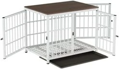 Heavy Duty Dog Crate Furniture: 84inch Wooden Dog Crates End Table Kennel With Three Doors And Removable Tray - Extra Large Puppy Indoor Training Playpen House Decorative Side Table Cage Rustic Brown -Zoo Shop 41MhMq66A5L. AC 1