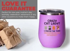 Cat Owner Pink Wine Tumbler 12oz - Dedicated Feline - Cat Women Fun Cat Parents Stuff Lady Paws Pet Dad Gifts -Zoo Shop 41MnkUoNWLL