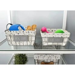 GENERIC Pet Storage Baskets Set Of 2 Dog Stuff Cat Grey Farmhouse Metal