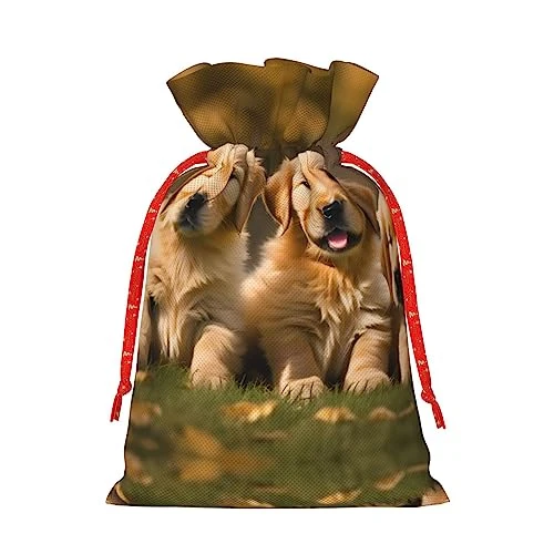 Golden Retriever Dogs Puppies Pets Drawstring Gift Bag,Holiday Gift Giving, Gifts Decorations For Christmas Party Supplies 3 Golden Retriever Dogs Puppies Pets Drawstring Gift Bag,Holiday Gift Giving, Gifts Decorations For Christmas Party Supplies