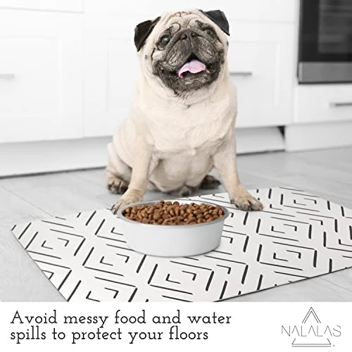 NALALAS Bohemian Large Waterproof Dog Mat - Food & Water Pet Food Mat, Cat Food Mat, Dog Food Mat For Floors - Waterproof Nonslip Eco-Friendly Pet Dog Placemats (Crossed The Line) 5 NALALAS Bohemian Large Waterproof Dog Mat - Food & Water Pet Food Mat, Cat Food Mat, Dog Food Mat For Floors - Waterproof Nonslip Eco-Friendly Pet Dog Placemats (Crossed The Line) - Image 3