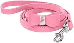 Kuntrona Suede Leather Small Dog Cat Leash Bling Rhinestone Dog Pet Walking Leash Leads With Cute Bowknot For Small Medium Dogs Running Red Free Size -Zoo Shop 41NRZEMhl3L. AC
