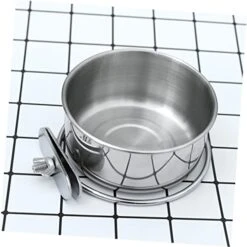 POPETPOP 3pcs Canary Food Trumpet Stand Budgie Cage Accessories Bird Cup Crate Dog Bowl Stainless Steel Pet Cage Bowl Bird Feeder Pet Bowl Hanging Bowl To Feed Water Dispenser Silver -Zoo Shop 41O30EhXmNL