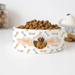 GENERIC Personalized Pet's Name & Photo Bowl, Bones Pattern Bowl, Food Pet Bowl, Dog Name Bowl, Cat Name Bowl, Gift For Pets, Ceramic Pet Bowl, Available In 2 Sizes