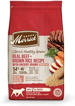 Merrick Classic Healthy Grains Dry Dog Food Real Beef + Brown Rice Recipe With Ancient Grains - 4 Lb. Bag -Zoo Shop 41O9wHfPWVL. AC 3