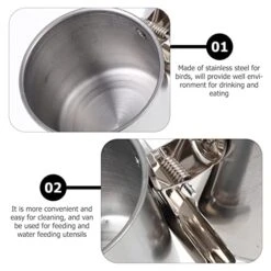 BIENKA 1pc Outdoor Pigeon Hanging African Water Cm Basket Food Feeding Gray Holder Attracting Bowl Cage Double Container Parrot With Birds Feeder Waterer Clip Supplies Drinking Stainless Bowl -Zoo Shop 41OHHFWvtdL