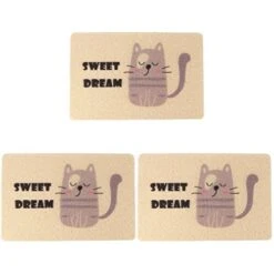 Mipcase Large Cat Litter Mat 3pcs Kittens Cats/Litter Food Cm Inch Pad Puppy Urine Dogs Mat Backing, Sleeping Pet, Kitten With Non- Fedding Mat, Mat- Proof Beige Scatter For Washable,