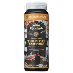 Ultra Fresh Tetra Fish Food, Slow Sinking, All Natural Ingredients, Wild Sword Prawns, Spirulina, Natural Color Enhancement, Small Granules For Small Fish, Tropical Micro Pellet 4.6 Oz