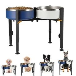 PROERR Dog Bowl Stand,Tall Dog Food Stand Adjustable Wide 7-11" Heights 14.5",Metal Elevated Dog Bowl Holder Raised Water Feeder For Small Medium,Large Dog(Bowls Not Included)