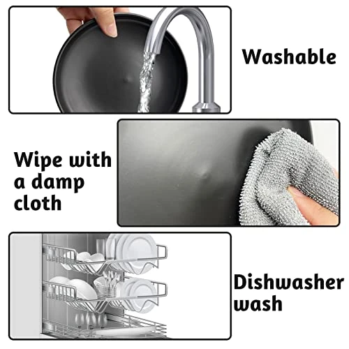 Fhiny 3Pcs Ceramic Shallow Cat Dish, 6 Inch Whisker Fatigue Free Cat Feeder Bowls Food Saucer Minimalist Single Pet Plate Great For Kitten And Kitty Short Legged Munchkin Cat Dishwasher Safe Black 6 Fhiny 3Pcs Ceramic Shallow Cat Dish, 6 Inch Whisker Fatigue Free Cat Feeder Bowls Food Saucer Minimalist Single Pet Plate Great For Kitten And Kitty Short Legged Munchkin Cat Dishwasher Safe Black - Image 4