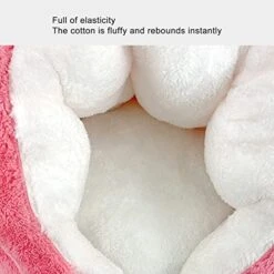 JENPECH Cat House - 2021 New Rabbit Ear Design Kitty Cat Bed - Semi-Closed Comfortable Kitty Shaped Cat Nest For For Cats Small Dogs Rose Red -Zoo Shop 41PcopFuaVL