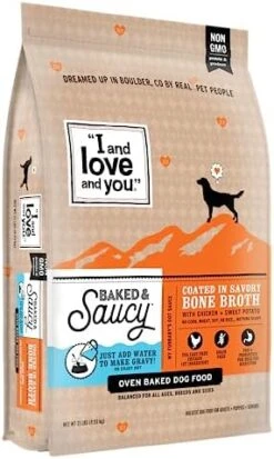 "I And Love And You" Baked And Saucy Dry Dog Food With Gravy Coating, Chicken And Sweet Potato Recipe, Grain Free, Coated In Bone Broth, Prebiotics And Probiotics, Real Meat, No Fillers, 4 Lb Bag -Zoo Shop 41PkxJlEfCL. AC