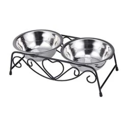 Dual Stainless Steel Dog Bowl Pet Water Food Feeder Bowl Dog Food Bowl Pet Bowl Size Small Pet Dog Utensils