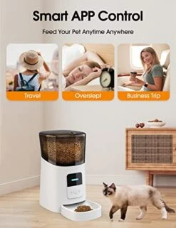 WOPET 6L Automatic Cat Feeder, Wi-Fi Enabled Smart Pet Feeder For Cats And Dogs, Auto Dog Food Dispenser With Portion Control, Distribution Alarms And Voice Recorder Up To 15 Meals Per Day -Zoo Shop 41PniPcNySL