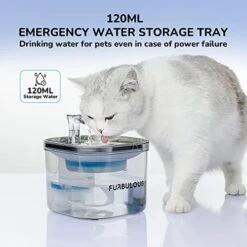 FURBULOUS Pet Fountain 68oz/2L, Automatic Cat Water Fountain, 3-Speed Adjustable Silent Water Pump, 304 Stainless Steel Drinking Tray, Translucent Water Tank. Dog Water Dispenser For Multiple Pets -Zoo Shop 41Pq1wzOjOL