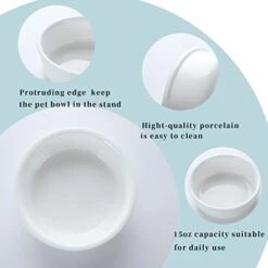 GDCZ Ceramics Raised Cat Small Dog Bowls With Heighten Metal Stand For Pet Food And Water Dishes, 15 Ounces (White) -Zoo Shop 41QHcN4R6SL