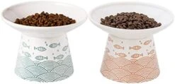 6.25 Inch Extra Wide Ceramic Raised Cat Food Bowls, Elevated Porcelain Cat Feeding Dish, Heavy Pet Feeder Bowl For Elder Big Cats,Small Dogs, Anti Vomiting, Protect Pet's Spine, 2 Pack(Blue&Orange) -Zoo Shop 41QNubb4IiL. AC