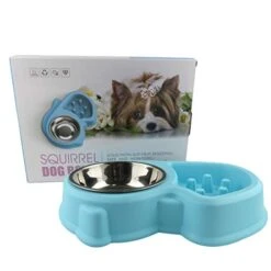 POPETPOP Puppy Feeder Slow Feeder Bowl Dog Anti-Choking Bowl Stainless Steel Drinking Water Bowl Dog Food Feeder (Sky-Blue) Doggie Toys -Zoo Shop 41QREt62qhL