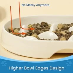 Gonalulu Slow Feed Dish For Cats And Small Dogs, Fish Pool Design Pet Slow Feeder With Higher Edges, Fun Interactive Cat Puzzle Feeder Healthy Eating Diet Made Of Safe And Quality Material(White+Oval) -Zoo Shop 41QSsOZvuGL