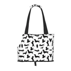 Mqgmz Black Dogs Print Pet Carrier Tote Bag With Pocket Safety - Amazing Design