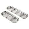 POPETPOP Hamster Feeder Dispenser Grid Tray: 2pcs Stainless Steel Guinea Pigs Compartment Fodder Plate For Pigeons Parrots Hedgehog Small Animals 27x8. 4cm