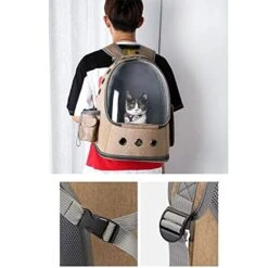 LEFEDA Backpack Bubble Space Capsule For Small Dogs And Puppies Pet Travel Backpacks Breathable Outdoor Hiking Walking Pet Backpack Carrier (Color : Khaki)
