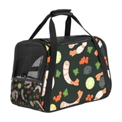 Pet Carrier Pattern With Prawns And Seafood Soft-Sided Pet Travel Carriers For Cats,Dogs Puppy Comfort Portable Foldable Pet Bag Airline Approved