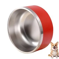 Stainless Steel Dog Bowls For Food/Water 64oz For Large Dogs, Durable Double Walled Vacuum Insulated Dog Feeding Bowl, Drop Resistant Non Spill Non Skip (64oz-Wild Red)